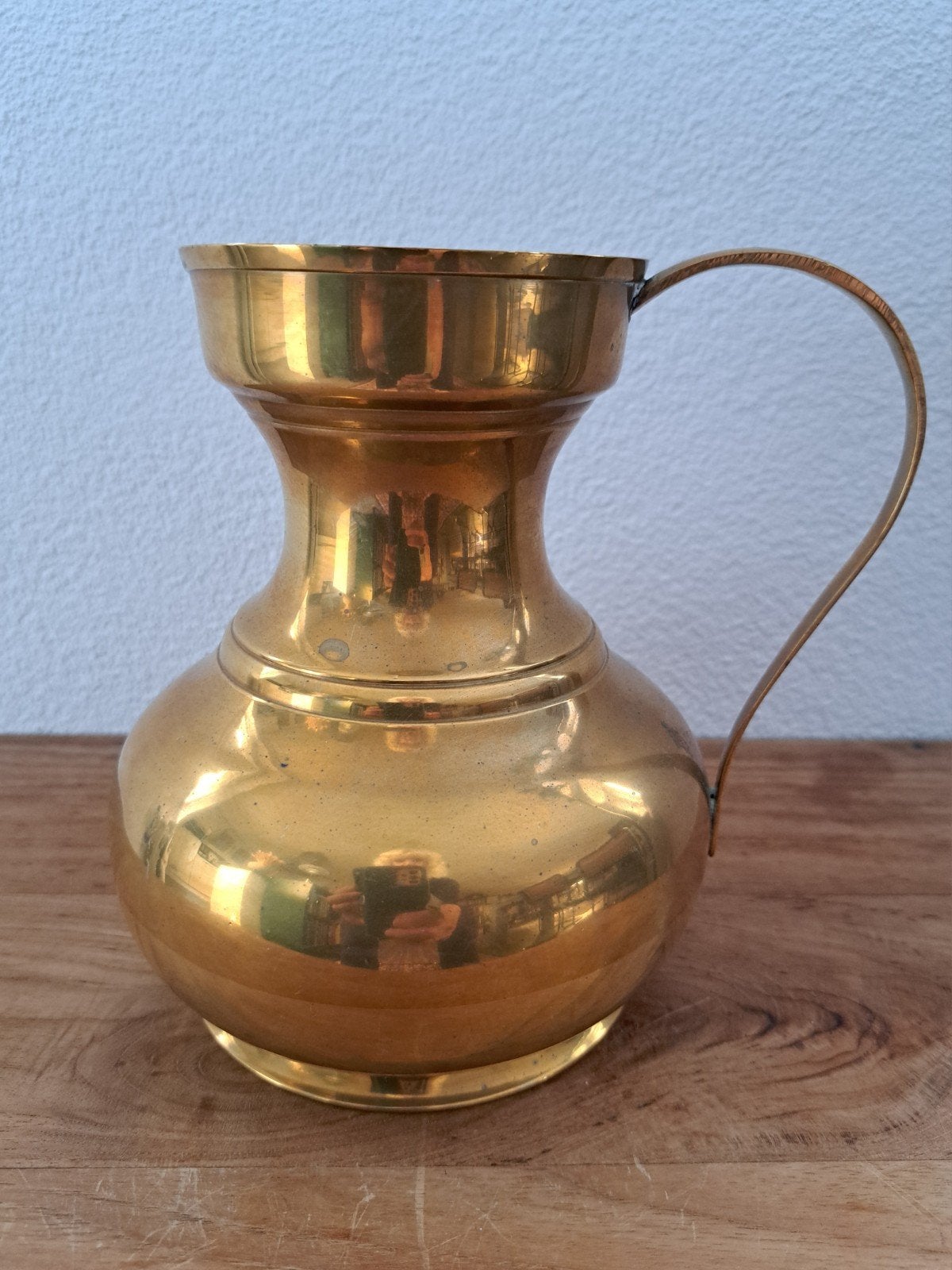 Vintage koperen/messing kan met handgreep jaren 60/70, Ophalen of Verzenden, Koper