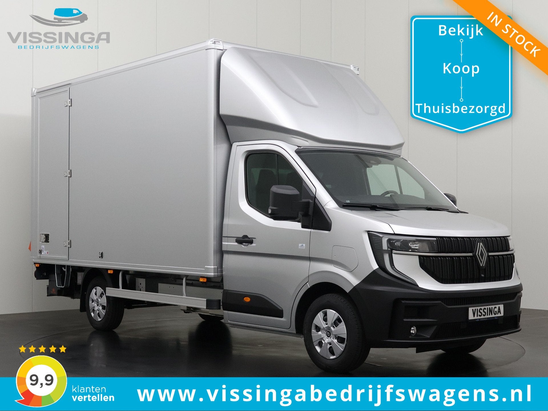 Renault Master E-Tech Bakwagen zilver 420x211x232 (20.5m3) 8, Auto's, Stof, Huisgarantie, 143 pk, Origineel Nederlands
