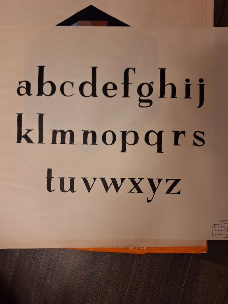 Vintage tekening Schoolplaat Alfabet Kleine Letters, Ophalen of Verzenden