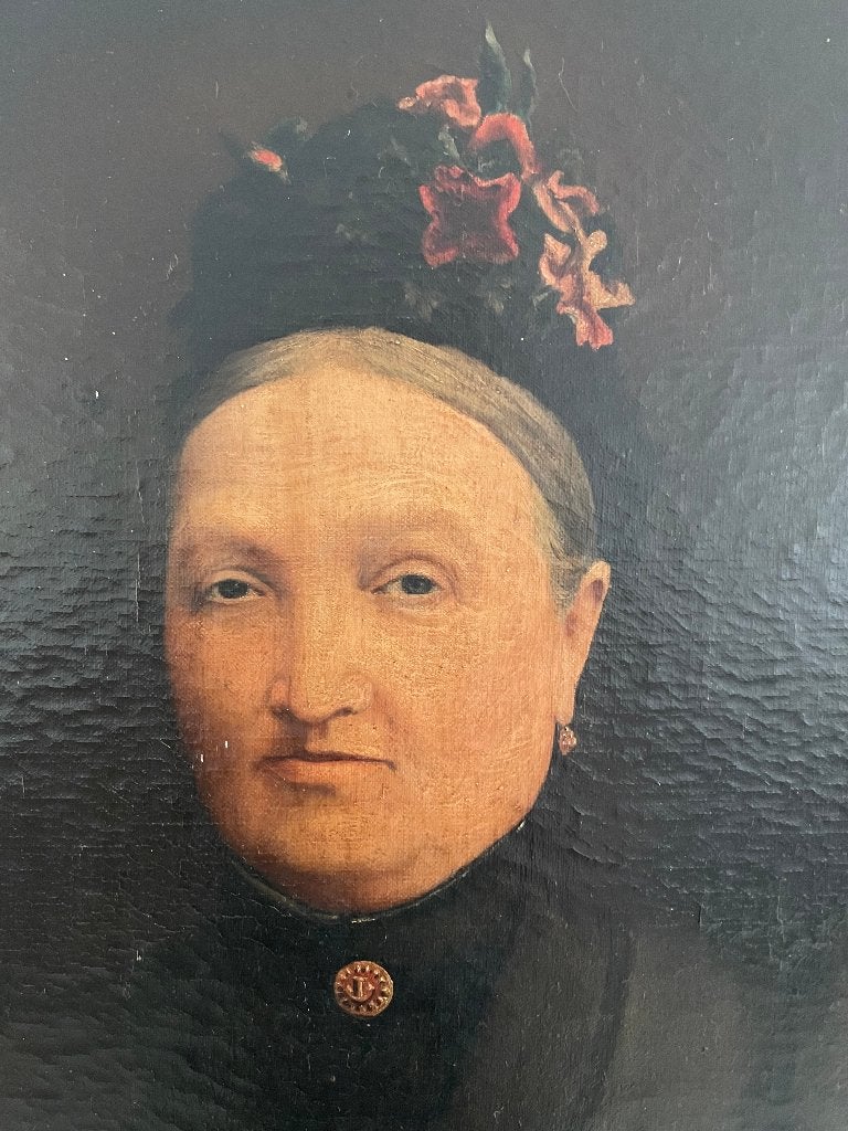 Portret vrouw 19e eeuw, Antiek en Kunst, Kunst | Schilderijen | Klassiek, Paneel, Portret of Personen, Ophalen of Verzenden, Handgeschilderd
