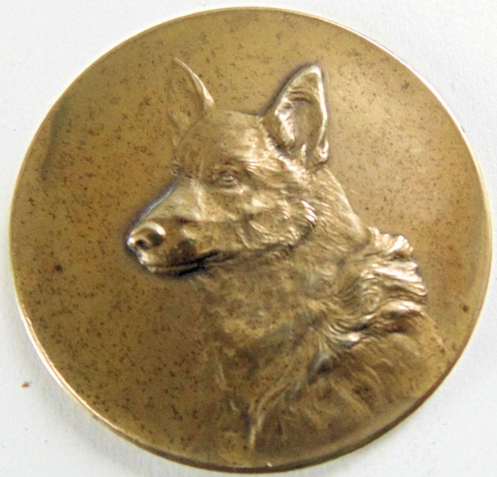 Antieke honden medaille herdershond 1924 Zeist, Postzegels en Munten, Ophalen of Verzenden, Brons, Nederland