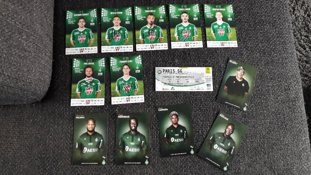 Gesigneerde 2014-2015 spelerskaarten van AS Saint-Étienne, Ophalen of Verzenden, Nieuw, Buitenlandse clubs, Spelerskaart