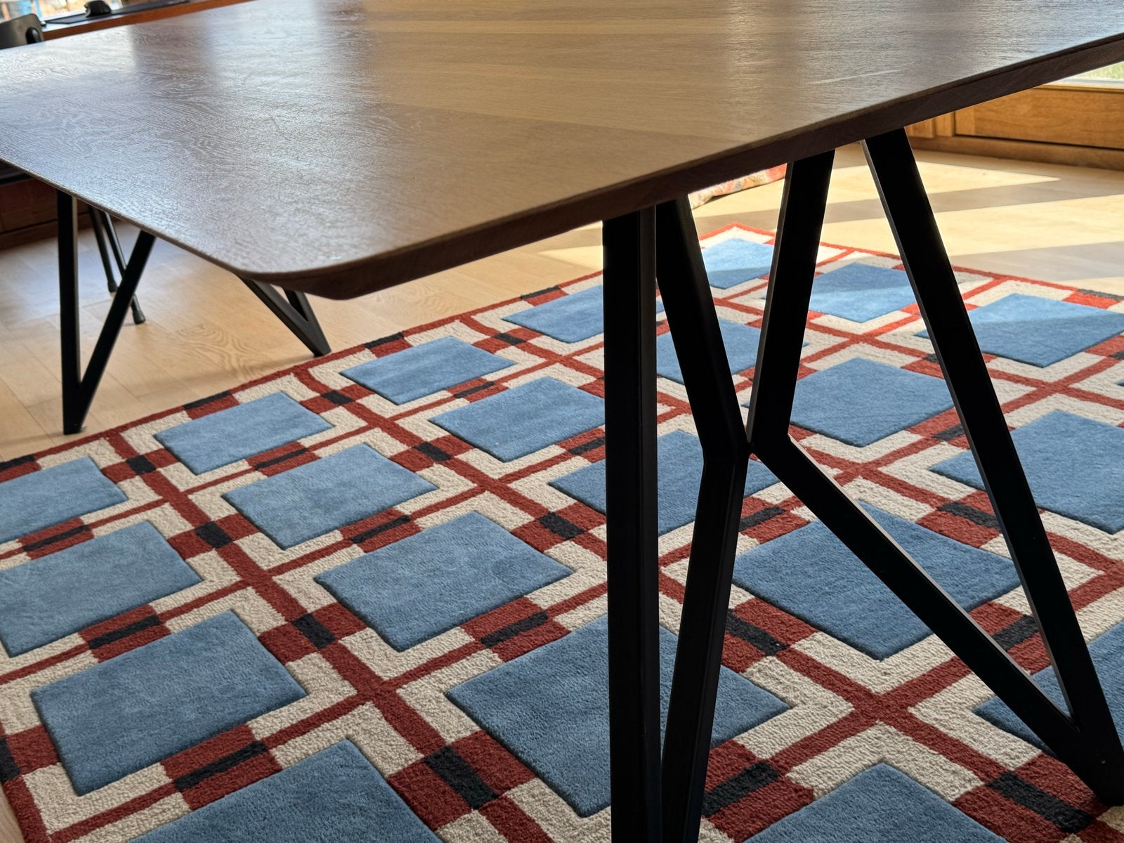 Studio Henk Eiken Vlinder Poten Tafel 240x90, Gebruikt, Eikenhout, 200 cm of meer, Vijf personen of meer