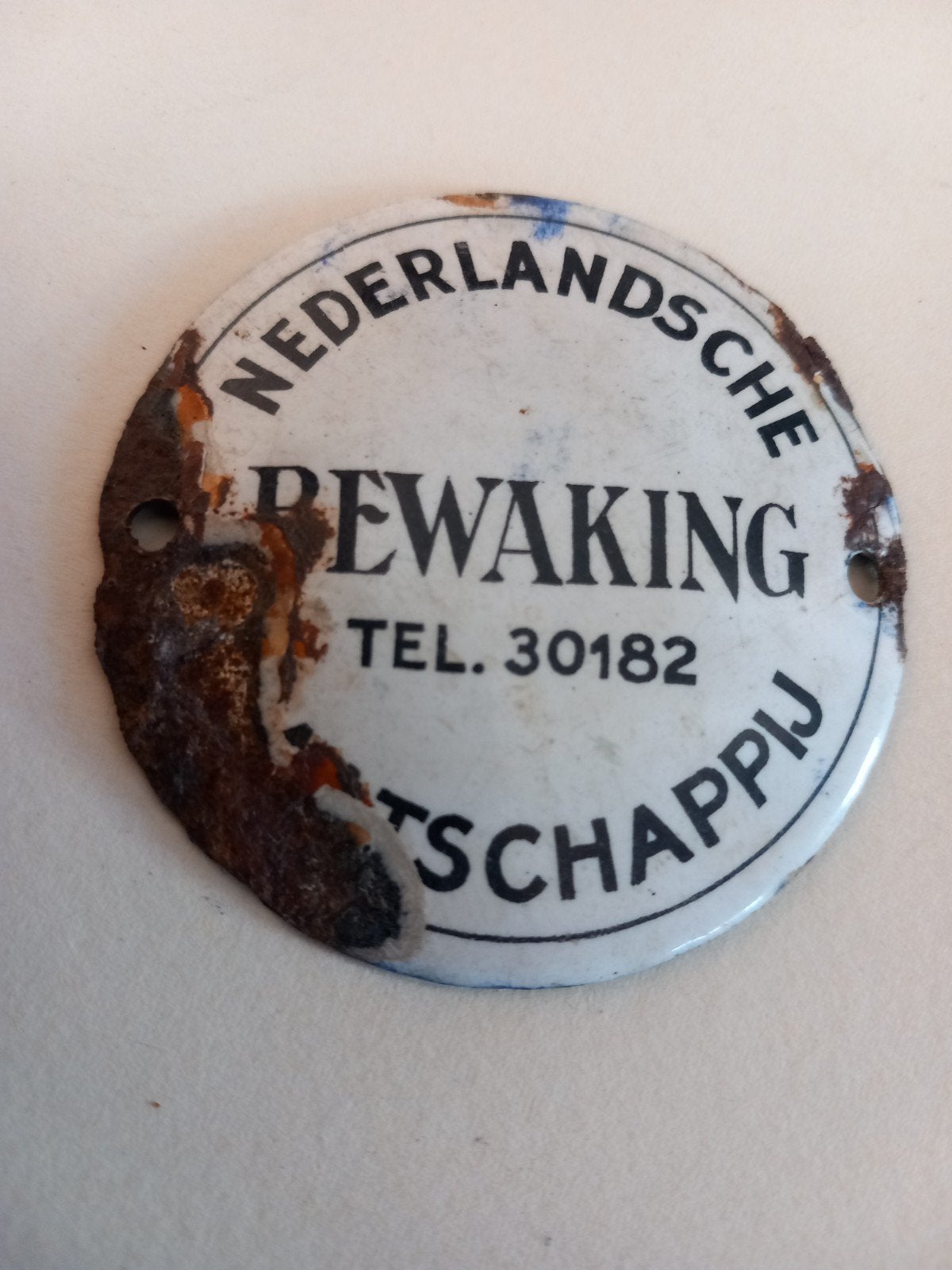 Klein emaille bordje Bewaking., ., Ophalen of Verzenden, ., Nederland