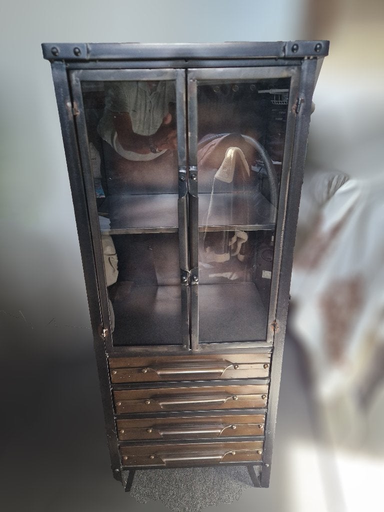 Metalen Vitrine Kast, Huis en Inrichting, Kasten | Vitrinekasten, Ophalen, Met deur(en), 100 tot 150 cm, 50 tot 100 cm