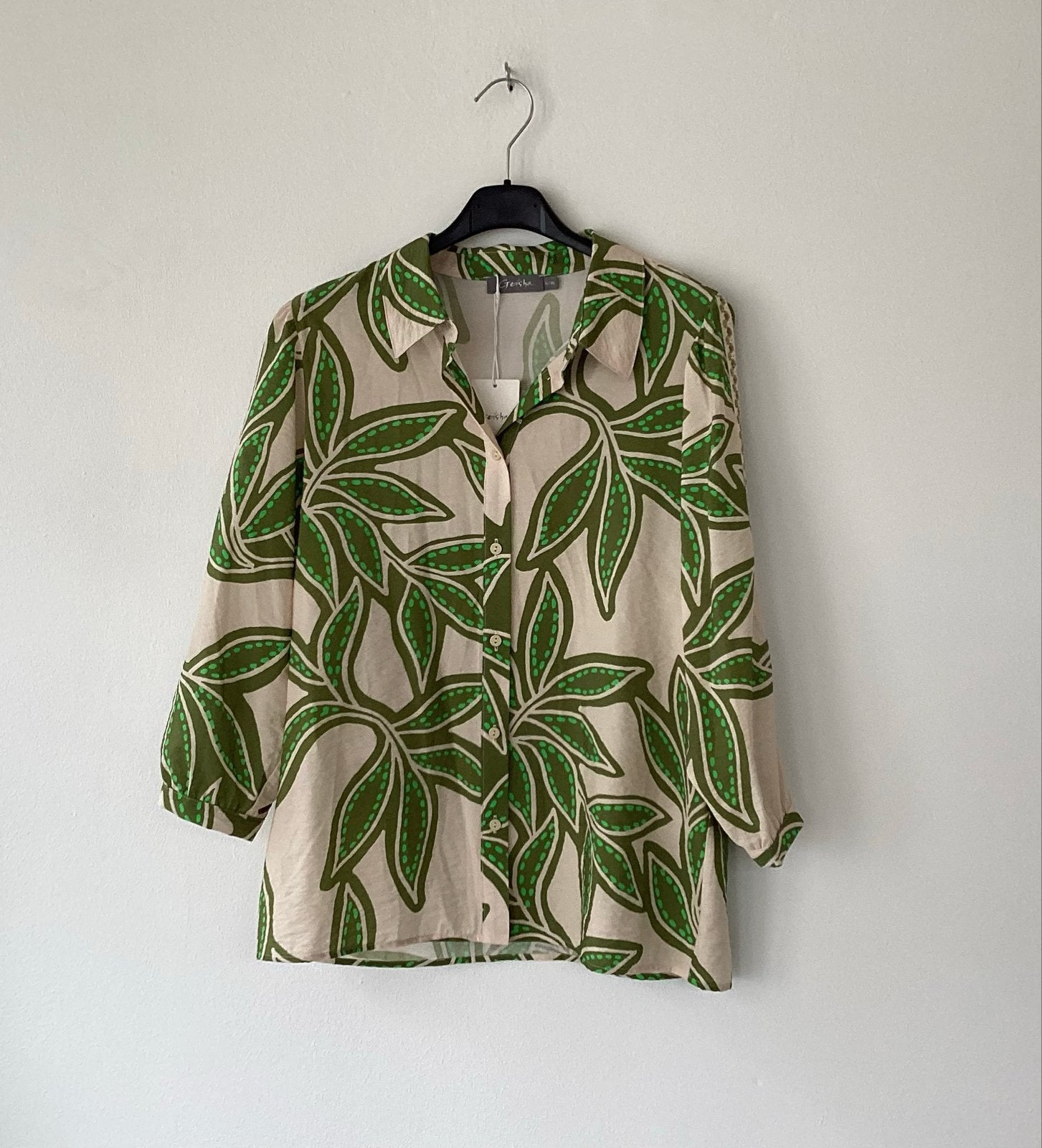 Nieuwe Geisha Blouse met Bladprint - Maat S/36, Ophalen of Verzenden, Nieuw, Maat 36 (S), Groen
