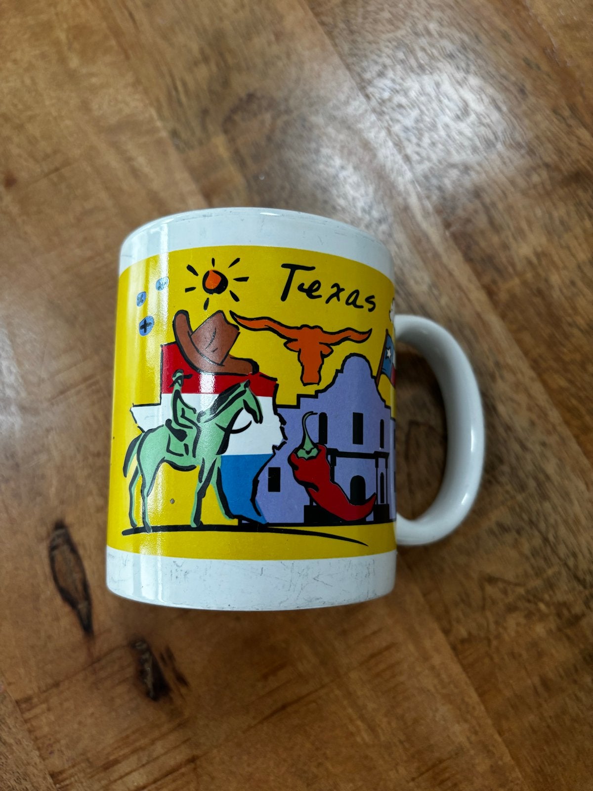 Mok Texas, Geel, Ophalen of Verzenden, Steen/keramiek, Overige merken