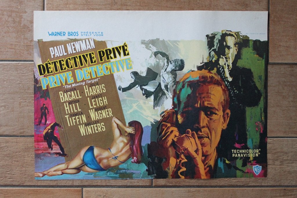filmaffiche The Moving Target 1966 Paul Newman filmposter, Rechthoekig Liggend, Ophalen of Verzenden, Zo goed als nieuw, A1 t/m A3