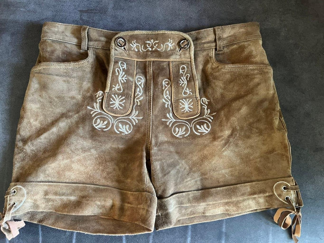 Vintage Bruine Dames Suede / Leren Lederhose / Stockerpoint., Ophalen of Verzenden, Zo goed als nieuw
