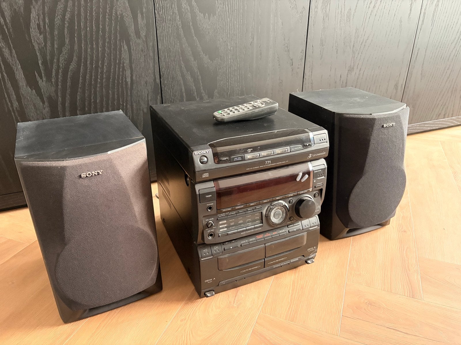 Sony MHC-771 Hifi-set met 3 CD-wisselaar en dubbel cassetted, Ophalen, Gebruikt, Cassettedeck, Losse componenten