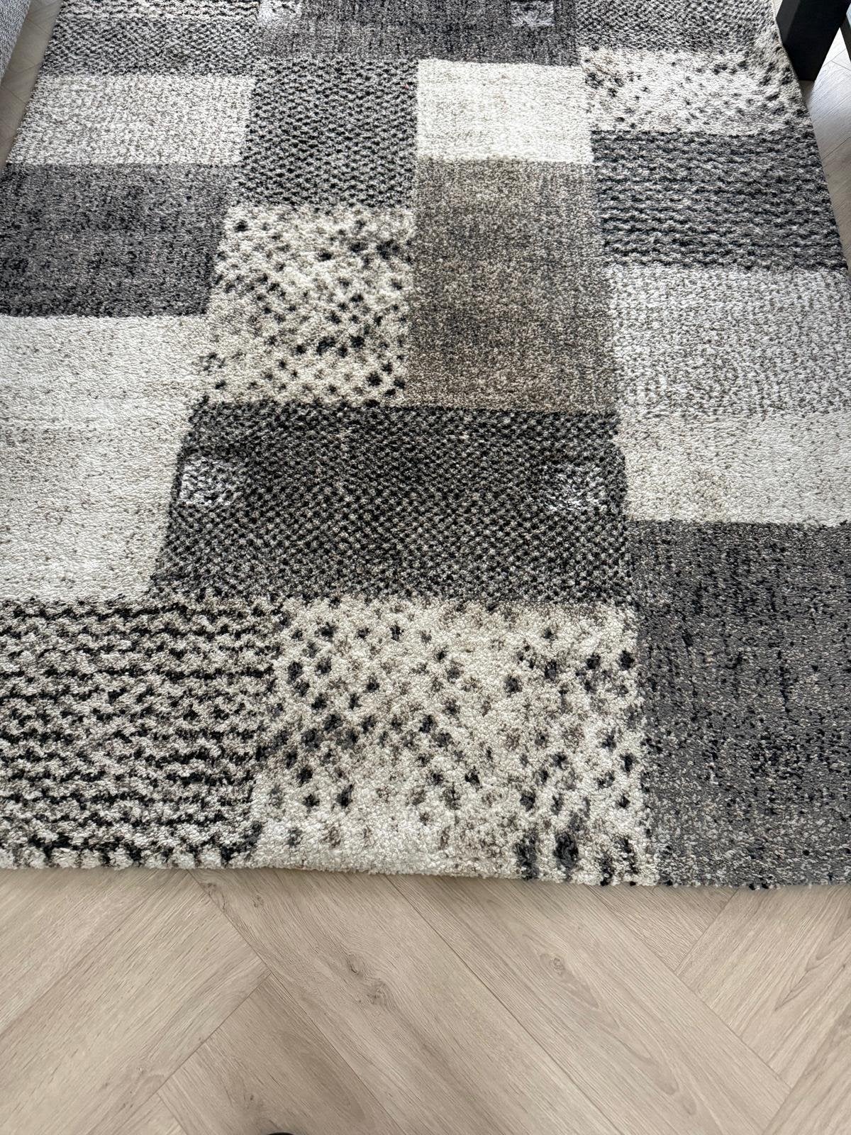 Modern Vloerkleed 160x230 cm - Grijs/Crème Patchwork, Huis en Inrichting, 150 tot 200 cm, 200 cm of meer, Ophalen of Verzenden