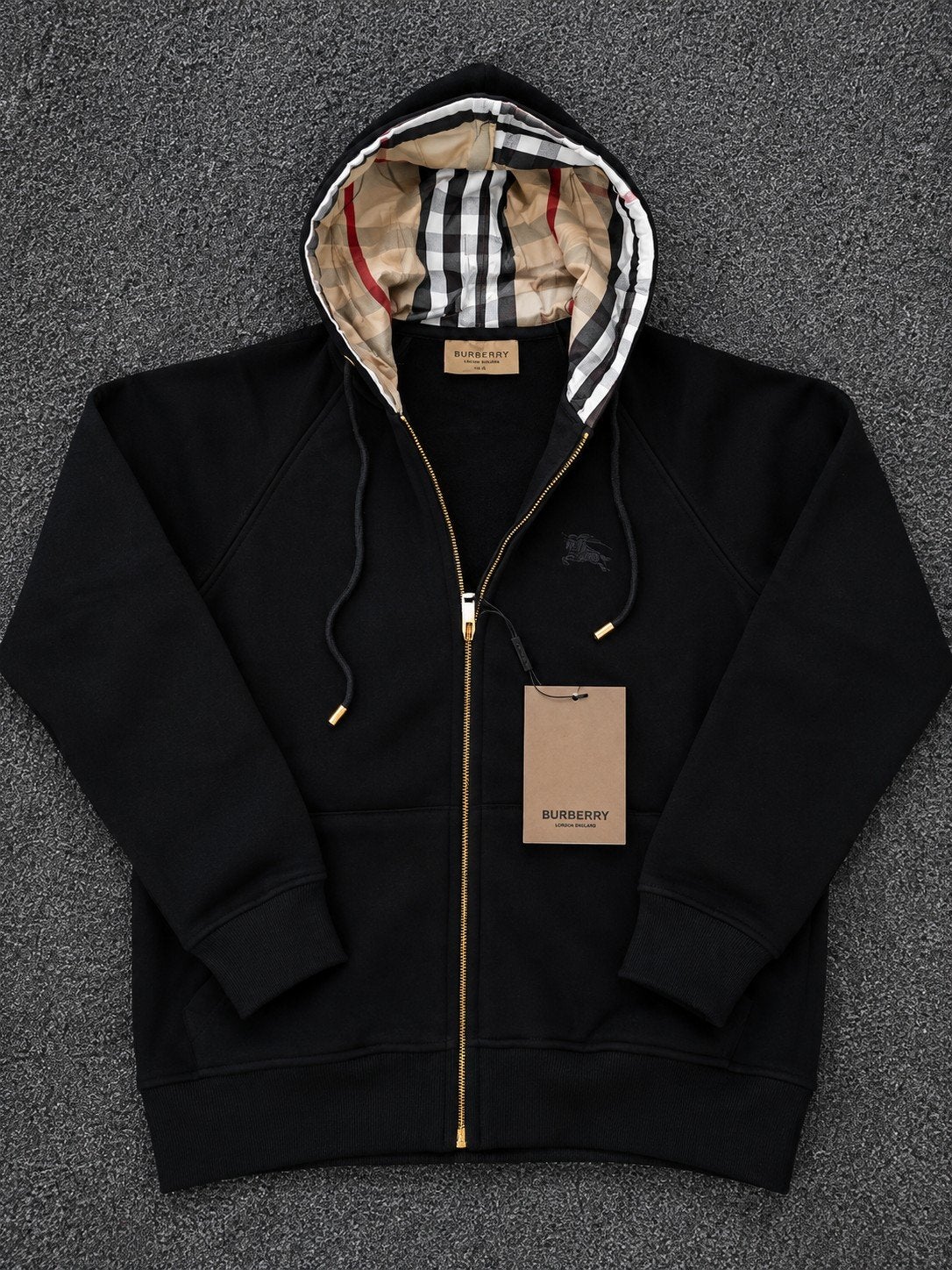 Burberry Hoodie Zwart met Ruitpatroon Voering, Zwart, Nieuw, Ophalen of Verzenden, Burberry