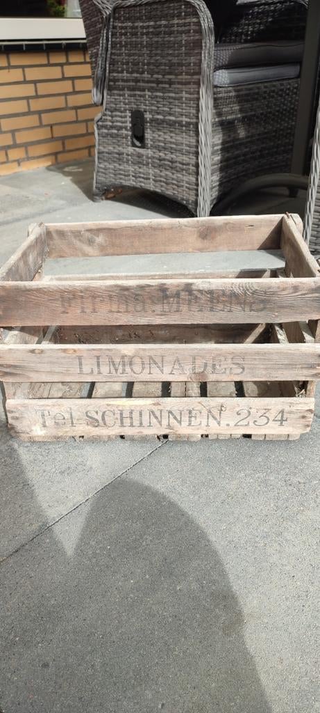 Meens houten krat zie foto's, Ophalen of Verzenden, Gebruikt, Krat, Minder dan 35 cm