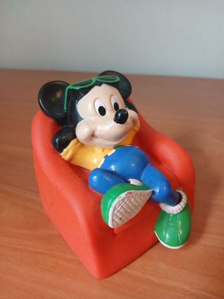 Vintage Mickey Mouse spaarpot jaren 80, Ophalen of Verzenden, Mickey Mouse, Gebruikt, Beeldje of Figuurtje