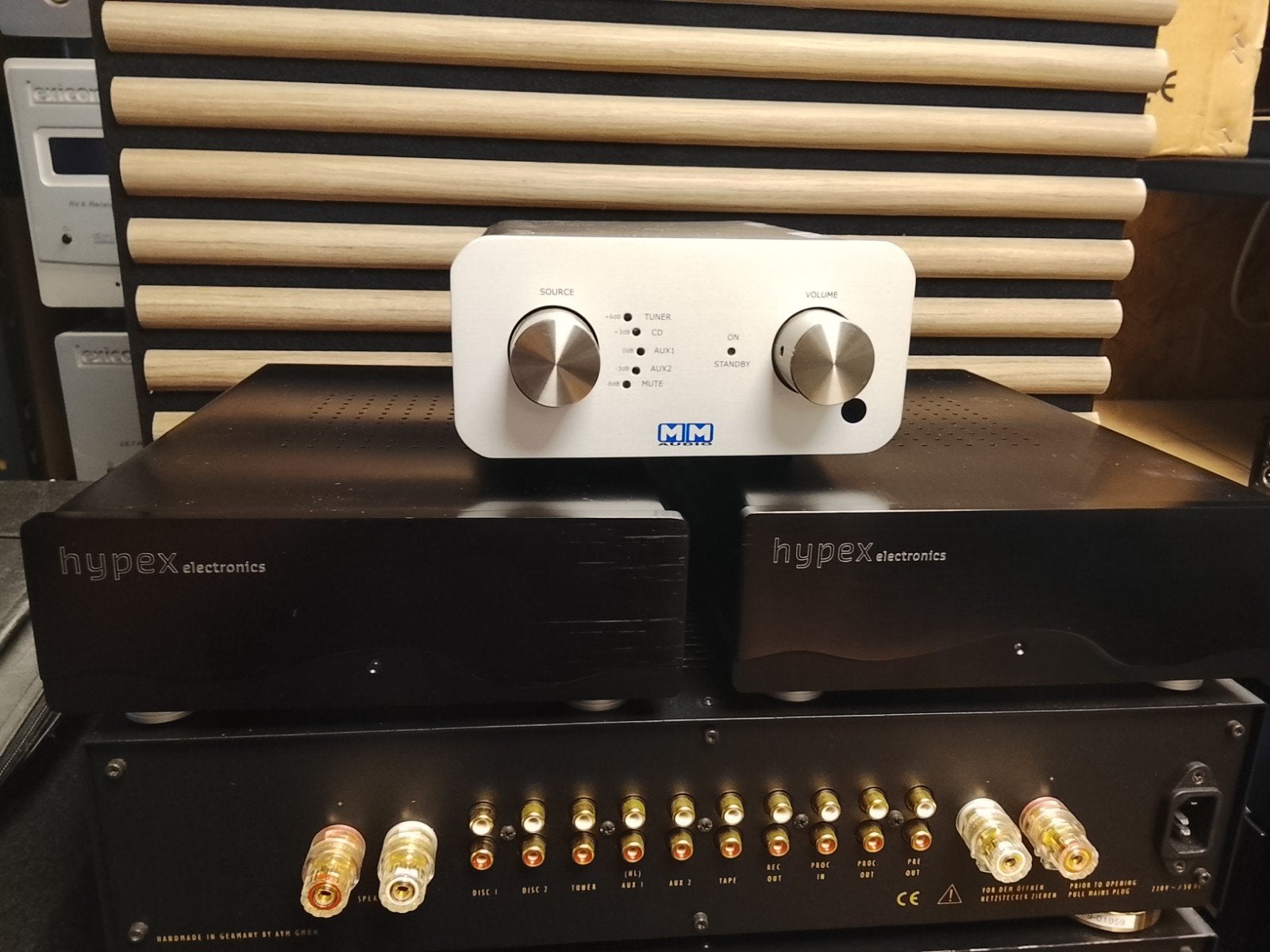 Hypex Mono Eindversterkers met MM Audio Voorversterker, Ophalen of Verzenden, Zo goed als nieuw, Stereo, Overige merken
