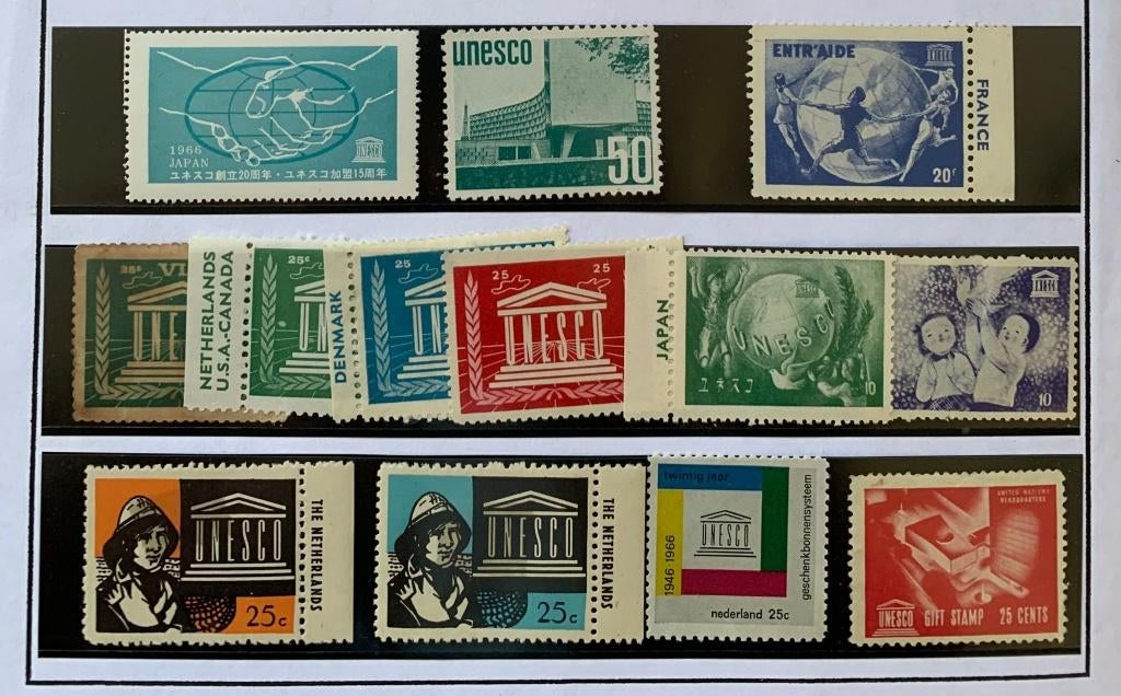 Sluitzegels UNESCO, Ophalen of Verzenden, Na 1940, Gestempeld