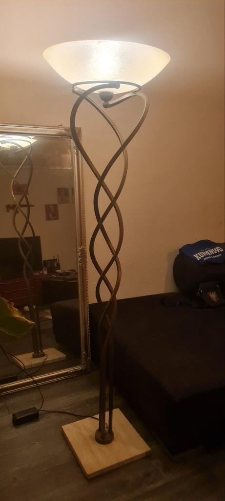 Sergio Terzani vloerlamp met marmeren voet en glazen schaal, Huis en Inrichting, Lampen | Vloerlampen, Ophalen of Verzenden