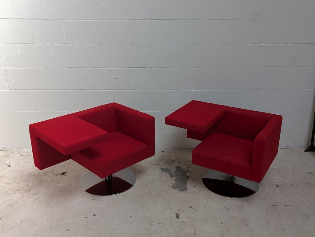 Set van 2 rode Offecct Solitaire stoelen, Twee, Zo goed als nieuw, Stof, Rood