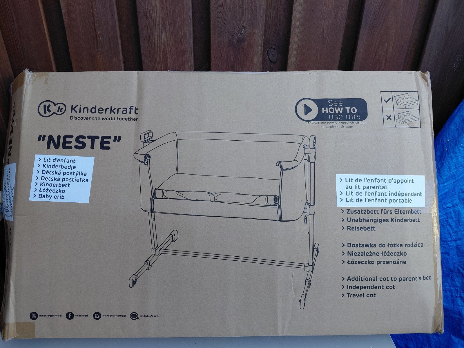 Kinderkraft Neste Co-Sleeper Wieg - Grijs, Kinderen en Baby's, Ophalen, Zo goed als nieuw, Wieg