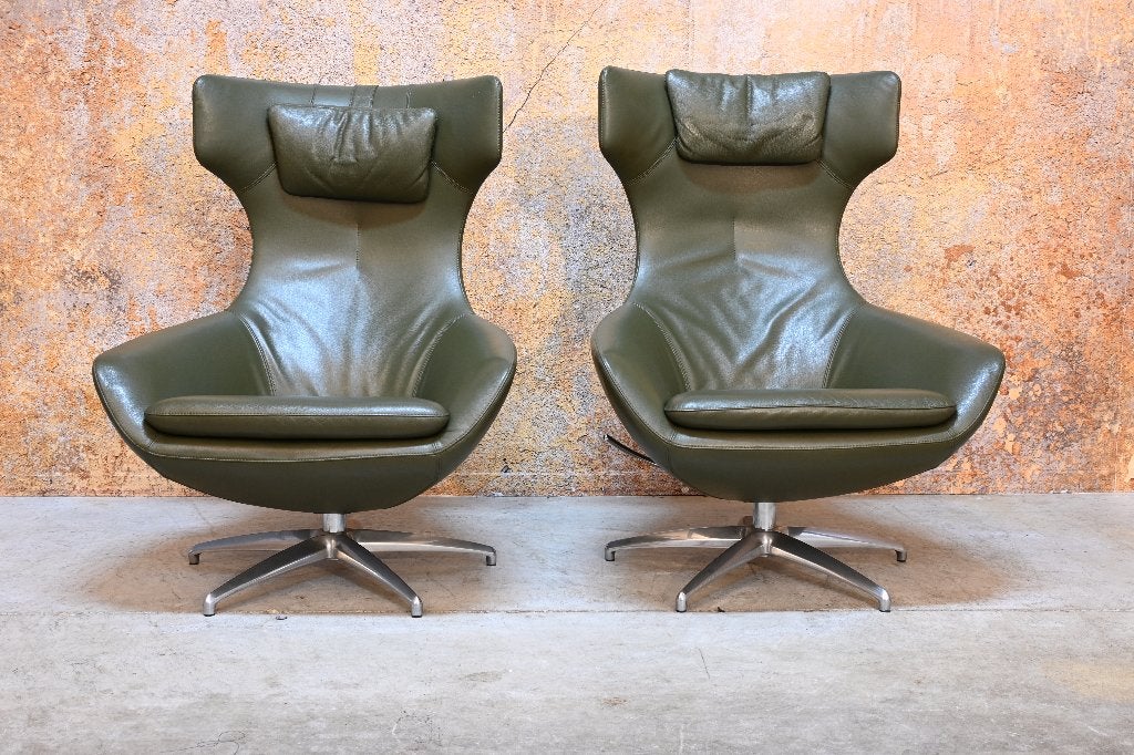 ZGAN 2 leren Leolux Caruzzo design draai/relaxfauteuils