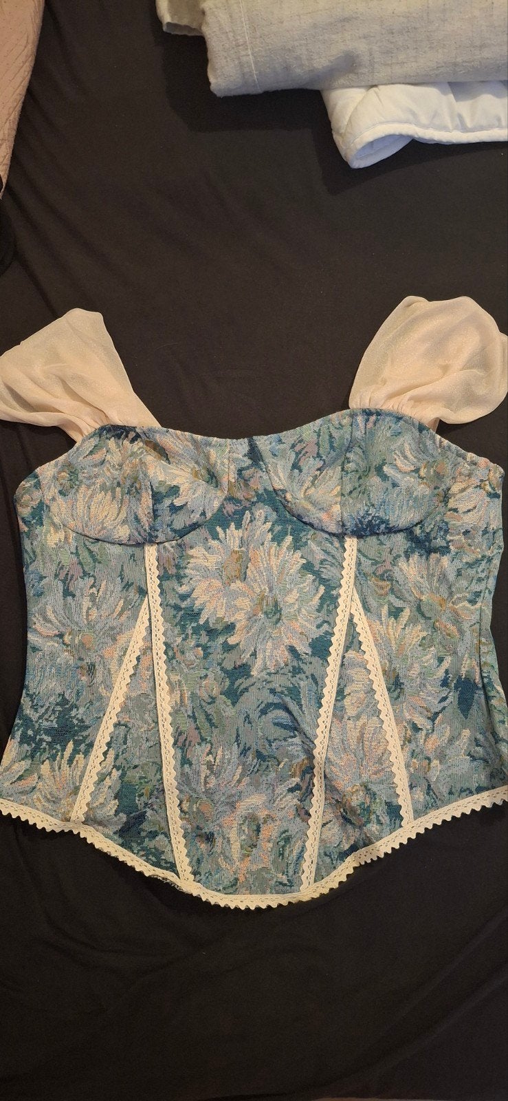Modelyn Blue And White Flower  Corset top, Ophalen, Blauw, Maat 46/48 (XL) of groter, Nieuw