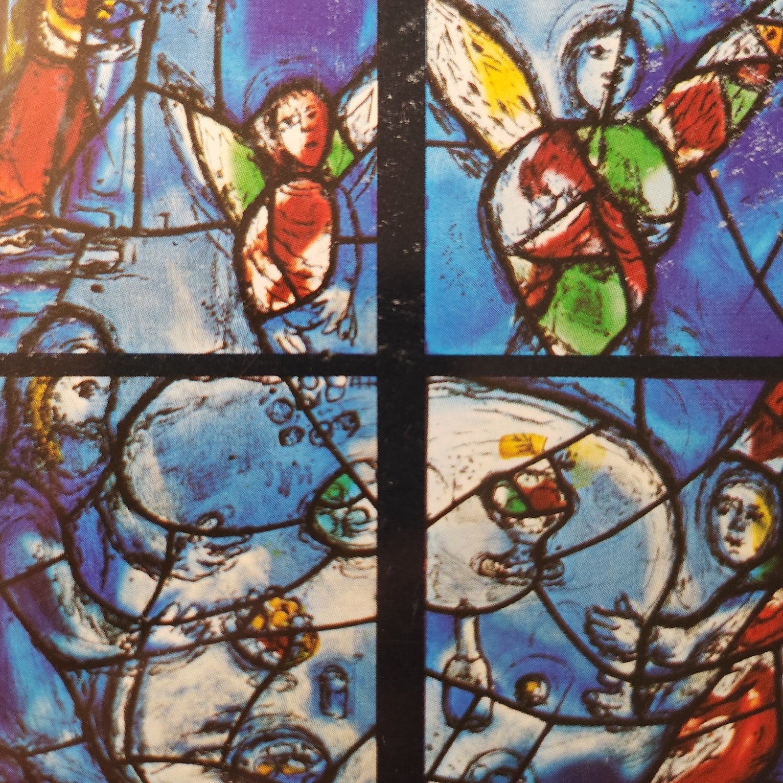 Ansichtkaart Glas-in-lood Marc Chagall - Drie engelen, Verzenden, 1980 tot heden, Ongelopen, Cultuur en Media