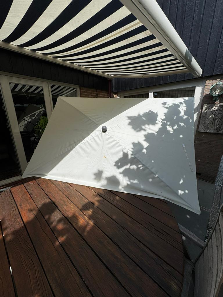 Parasol rechthoek, Minder dan 150 cm, Ophalen of Verzenden, Zo goed als nieuw, Markies
