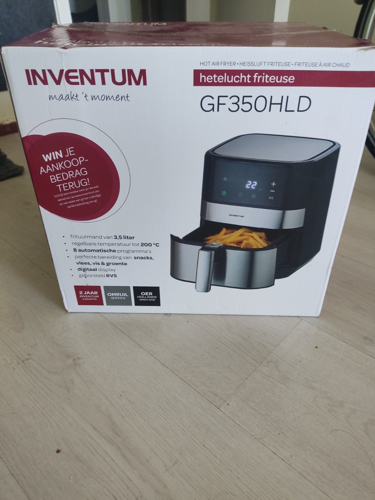 Inventum GF350HLD Heteluchtfriteuse - 3.5L, Digitaal Display, 3 tot 4 liter, Ophalen, Nieuw