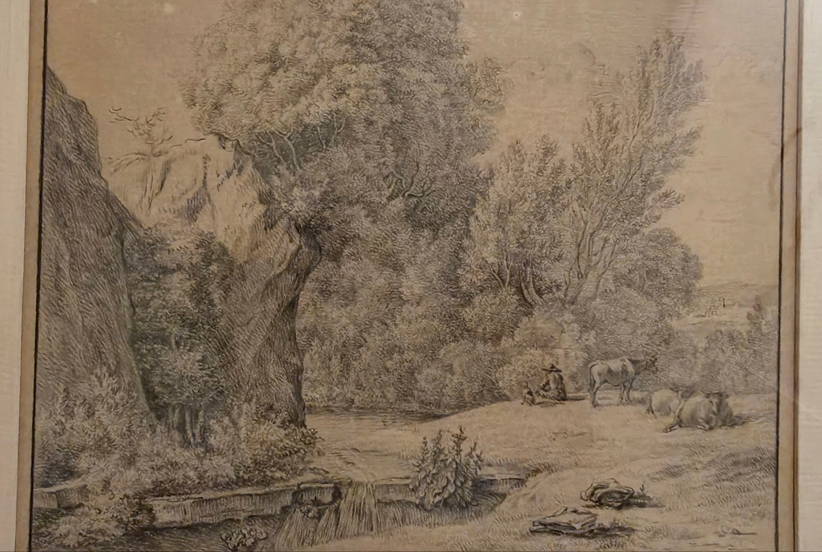 Tekening/ets naar Karel Dujardin 40x30cm incl lijst, Ophalen of Verzenden
