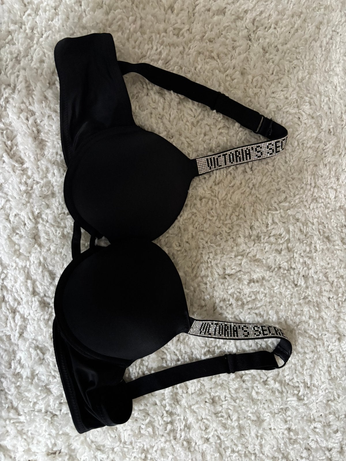 Victoria’s Secret zwarte push-up BH met strass bandjes, Ophalen of Verzenden, Zwart, BH