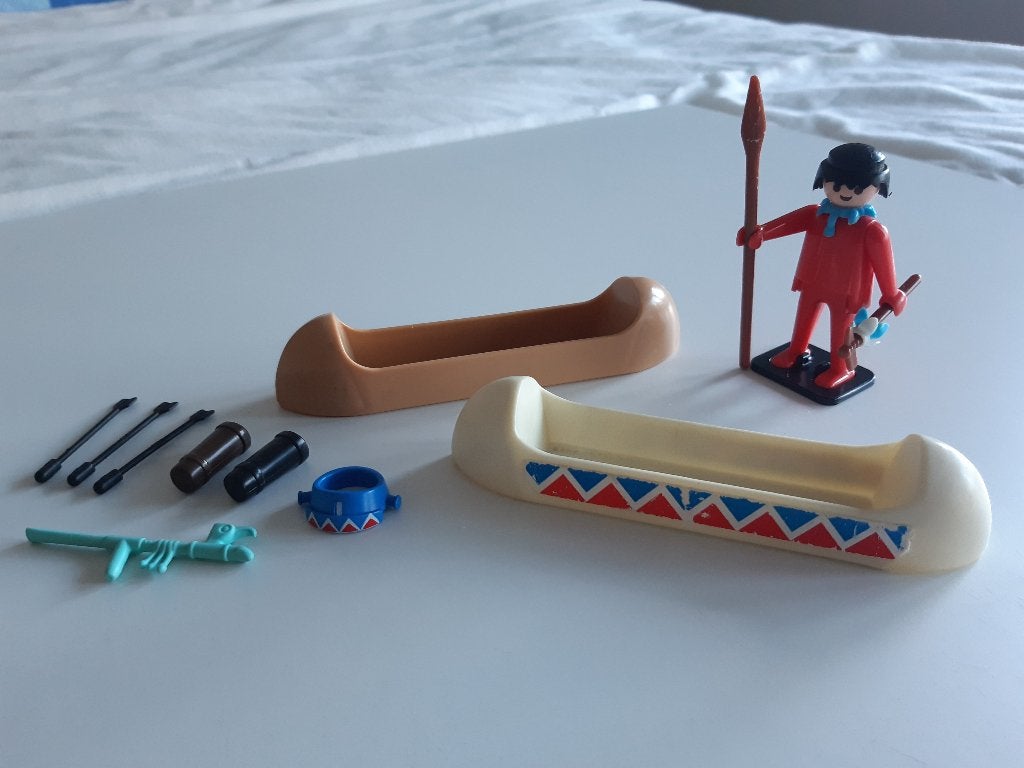 Playmobil 3352 Indiaan met kano (oude stijl) - Indianen, Gebruikt, Losse onderdelen, Ophalen of Verzenden, Figuren