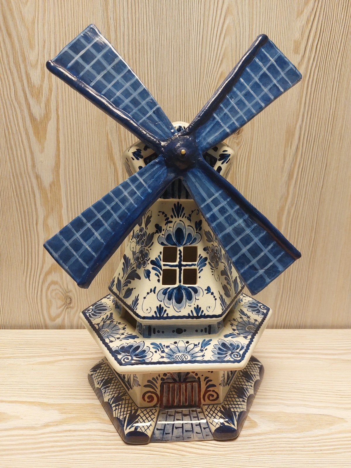 Delfts Blauw Molen Windlicht - Handgeschilderd Holland, Ophalen of Verzenden