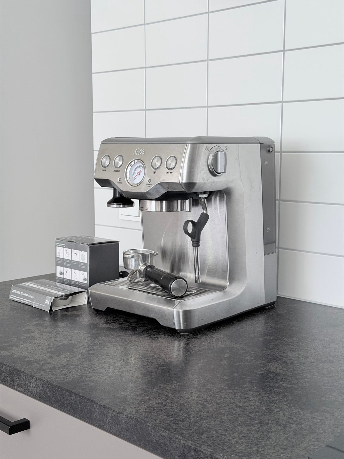 Solis Caffespresso Pro Espressomachine, Witgoed en Apparatuur, Ophalen, Gebruikt, Espresso apparaat, Gemalen koffie