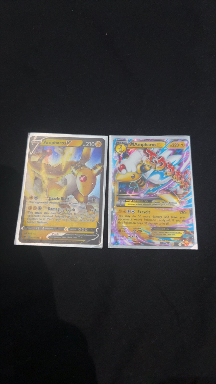 Pokémon kaarten: Ampharos V en M Ampharos EX, Ophalen of Verzenden, Gebruikt, Meerdere kaarten