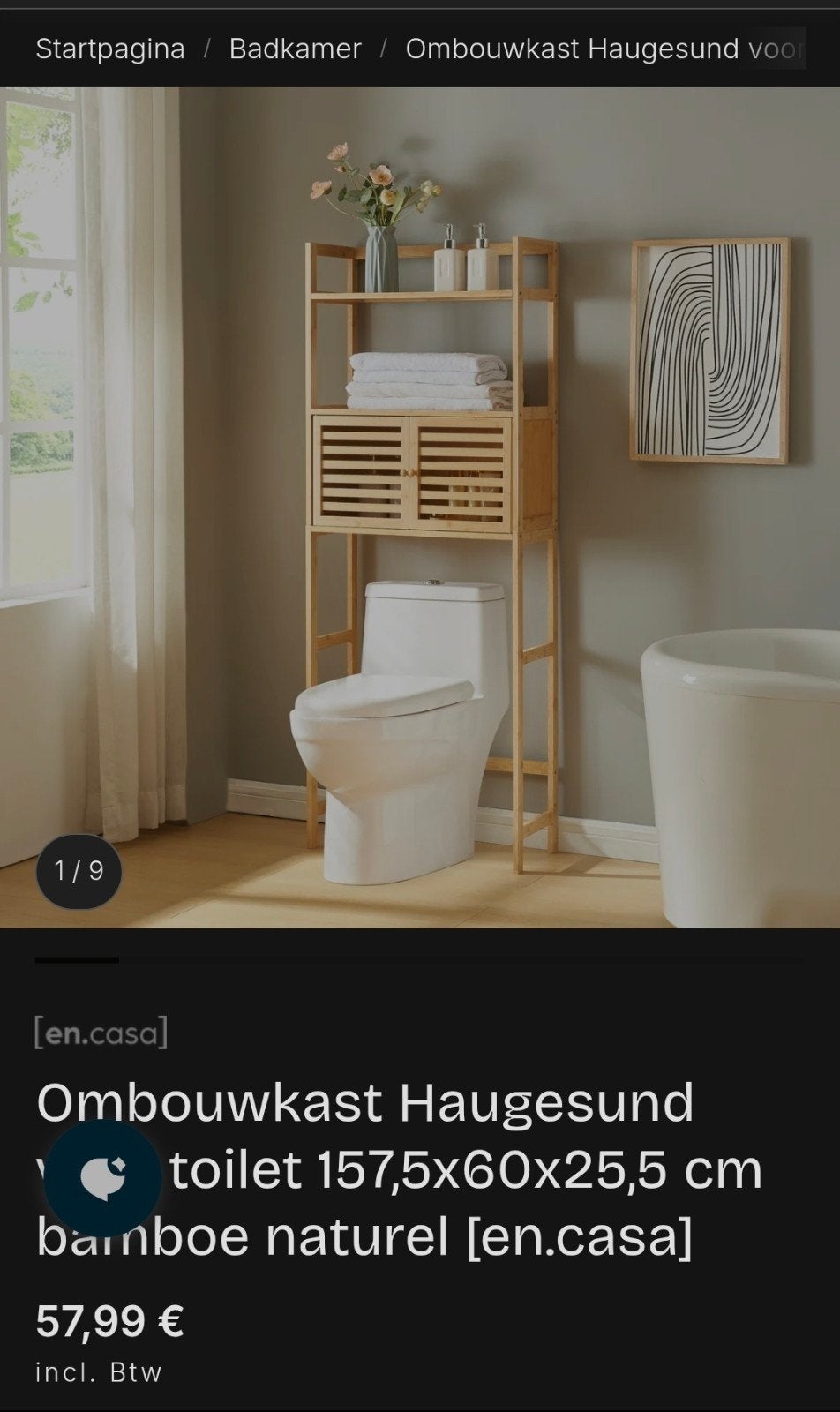 Bamboe toilet ombouwkast Haugesund 157,5x60x25,5 cm