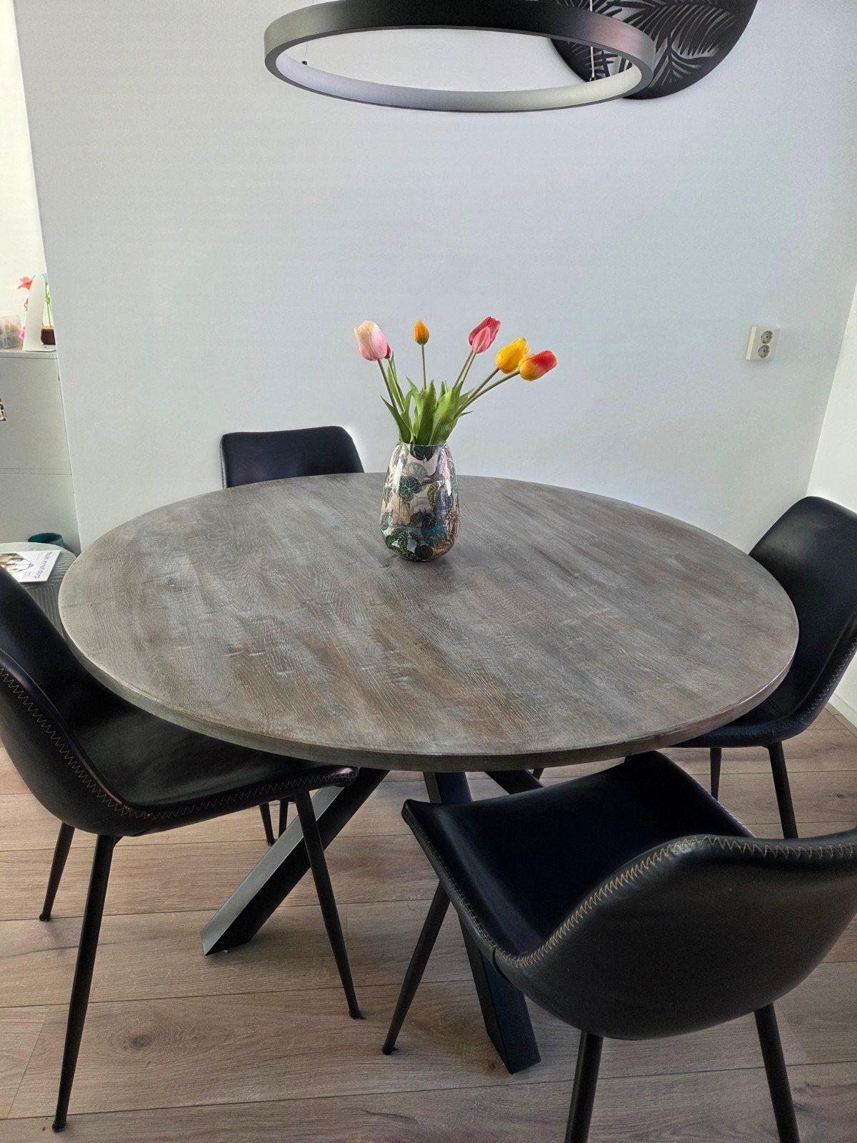 Ronde eettafel met kruispoot - 120 cm, Ophalen, Rond, Vier personen, 100 tot 150 cm
