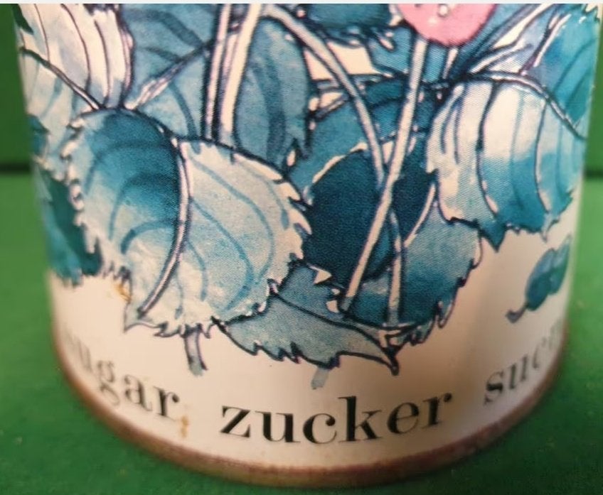 Vintage blikken Poeder suiker Strooier met Bloemen Design, Ophalen of Verzenden, Gebruikt, Suiker, Overige merken