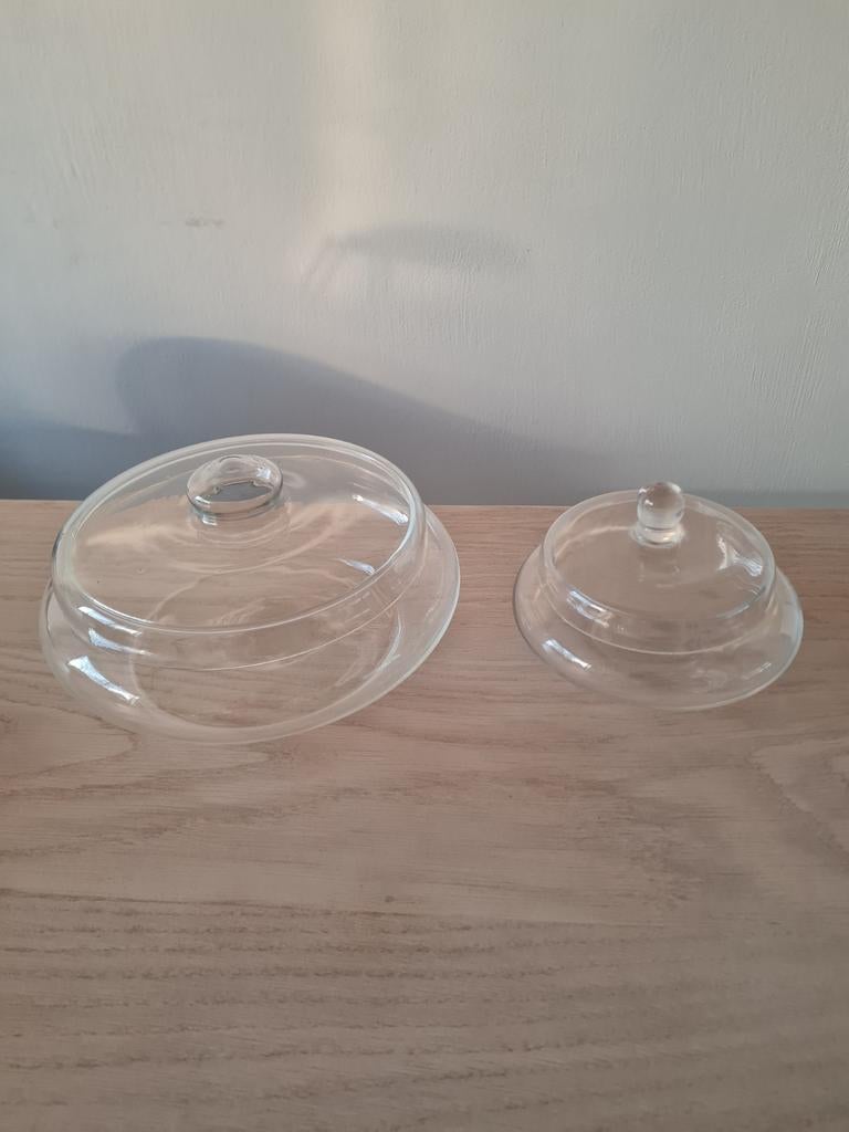 Glazen koekschaal en bonboniere, vintage, 70 er jaren, Antiek en Kunst, Antiek | Glas en Kristal, Ophalen of Verzenden
