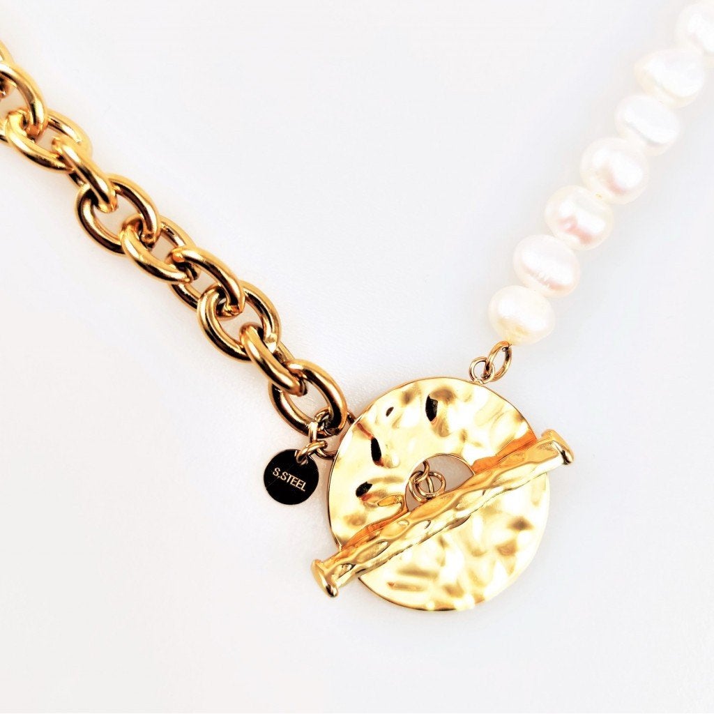 14K Vergulde Stalen Dames Ketting - 18 Zoetwaterparels, Birgitta-Gracht 33, 6465 EL Kerkrade, Nederland, Verzenden, Nieuw, Esde2