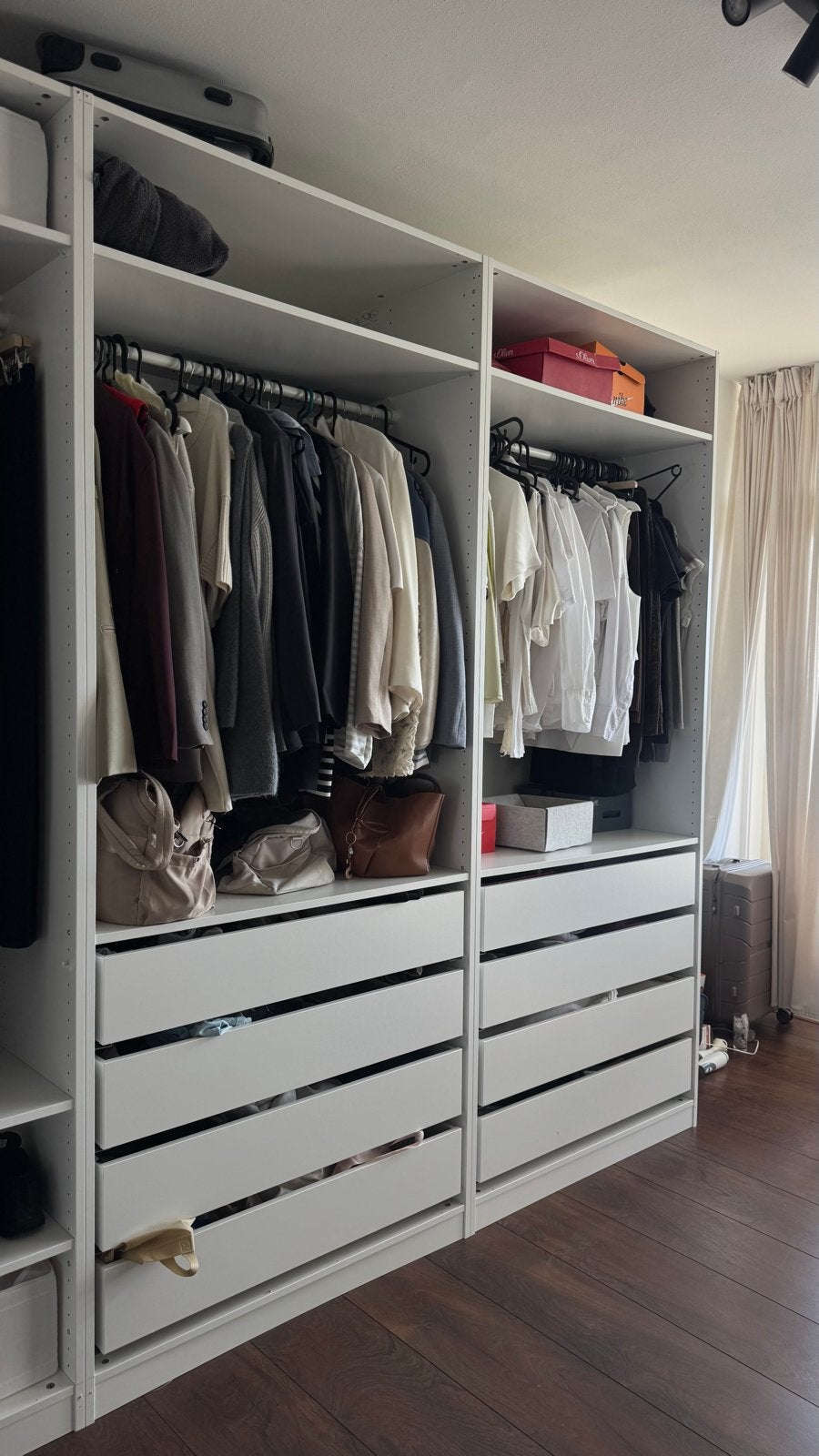 (4) witte IKEA PAX kasten HOOG, Huis en Inrichting, Kasten | Kledingkasten, Ophalen, Gebruikt, 200 cm of meer, Met lade(s)