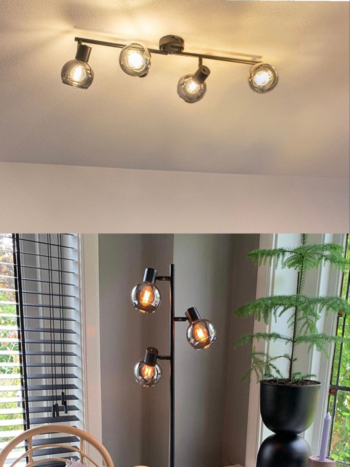 Nieuwe set QAZQA staande lamp en plafondlamp Vidro, Ophalen, Qazqa, Zwart, Nieuw