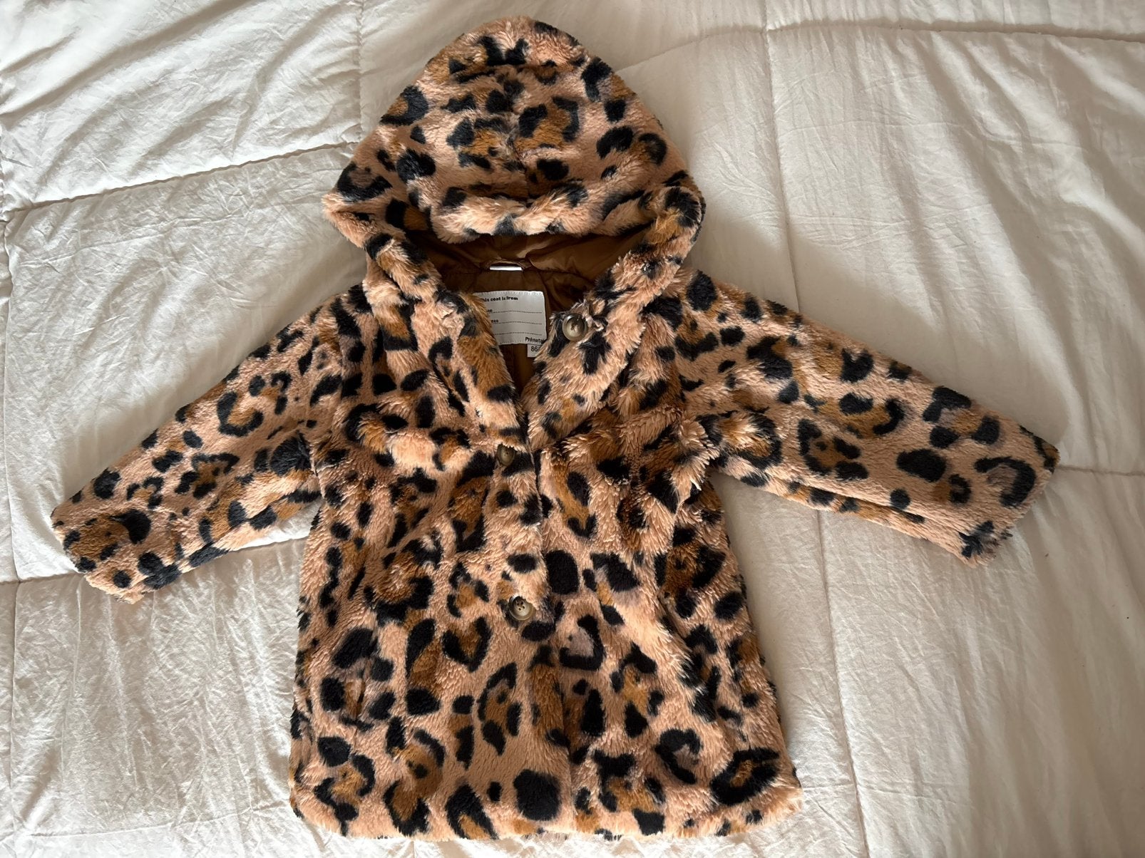 NIEUW: Panter jasje fluffy / imitatiebont - maat 86, Ophalen of Verzenden, Nieuw