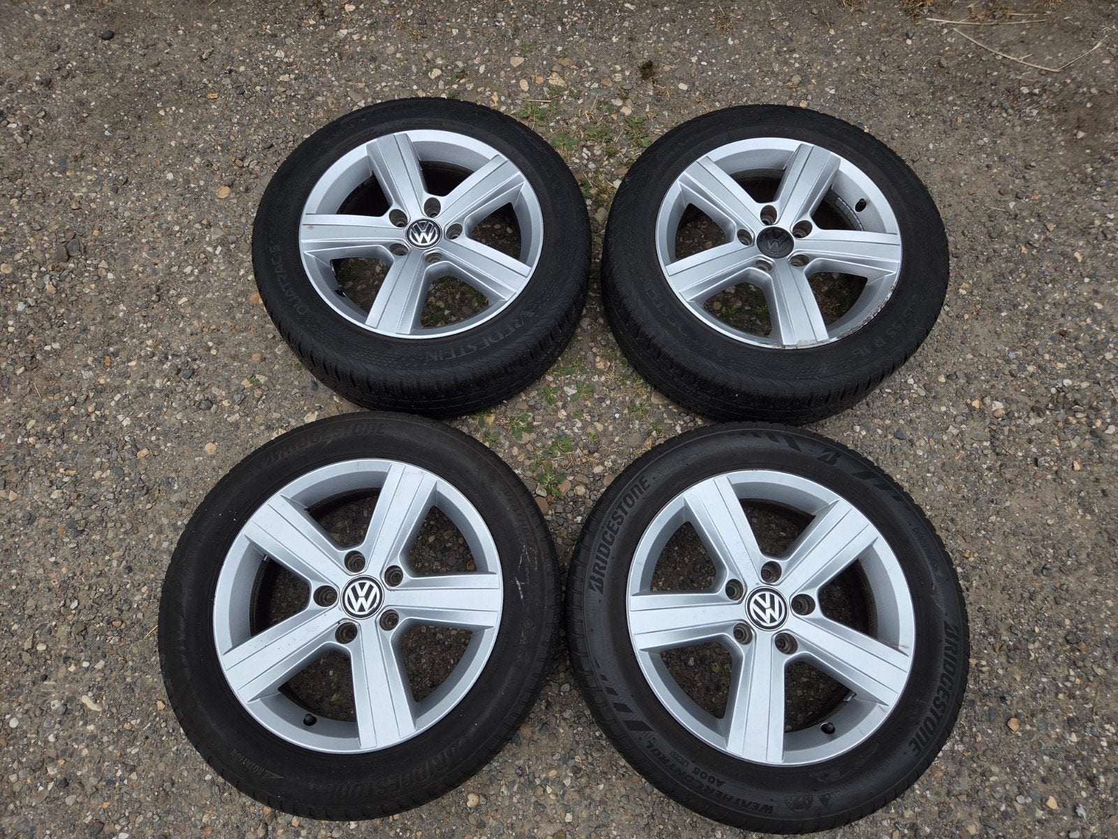 VW Dover velgen 16 inch met Bridgestone/Vredestein banden, Ophalen, Gebruikt, 16 inch, Banden en Velgen