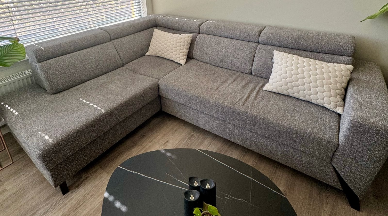 Moderne hoekbank 260x98x82 cm met verstelbare hoofdsteun, Ophalen, 250 tot 300 cm, Hoekbank, 75 tot 100 cm