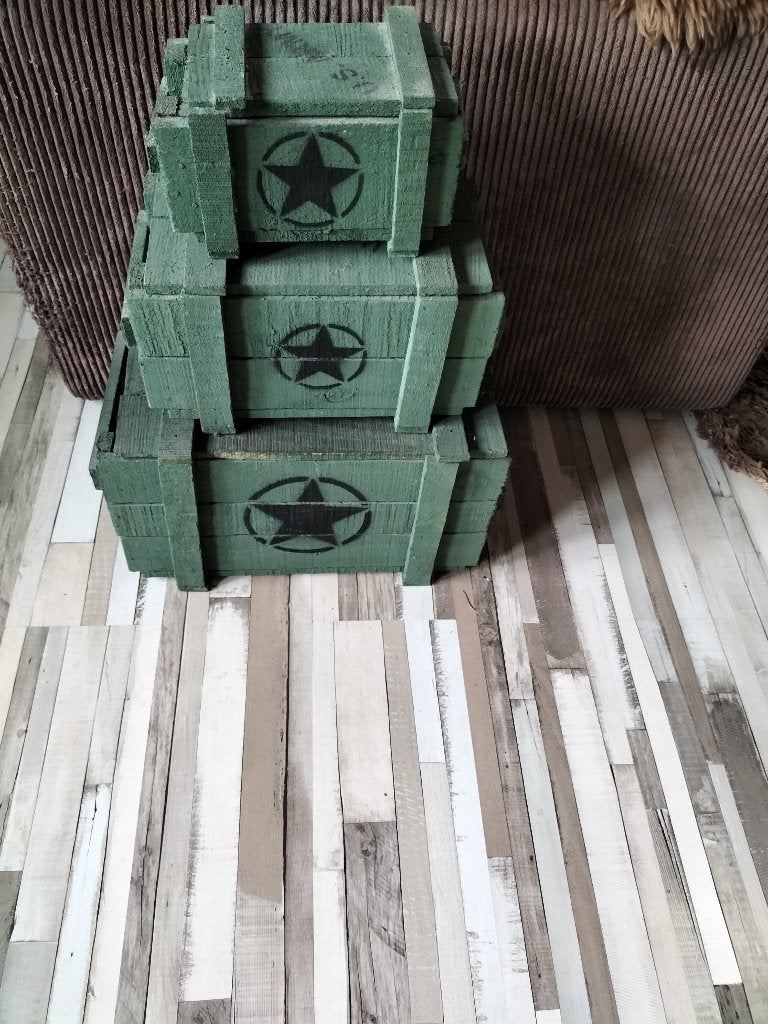 3 leuke leger kistjes, Ophalen, Minder dan 50 cm, Minder dan 50 cm, Zo goed als nieuw