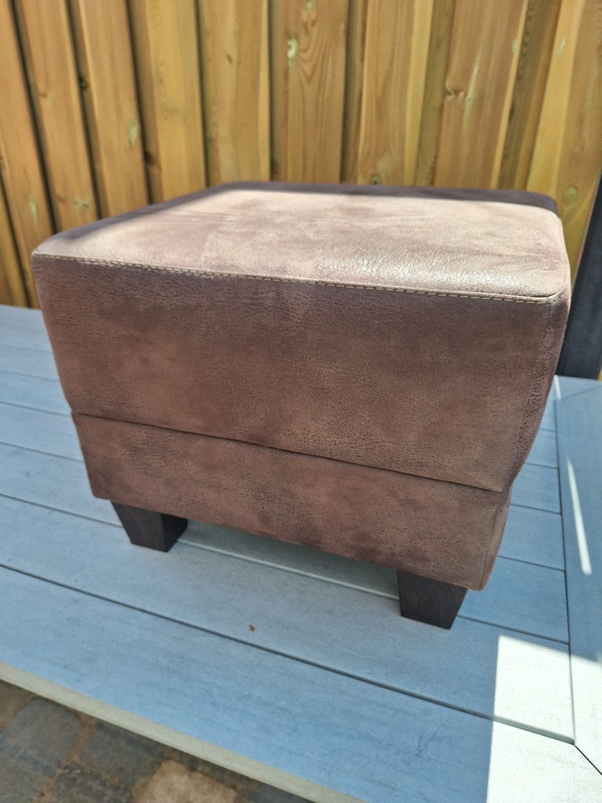 Leren Hocker bruin., Ophalen, Overige materialen, Gebruikt, 50 tot 100 cm