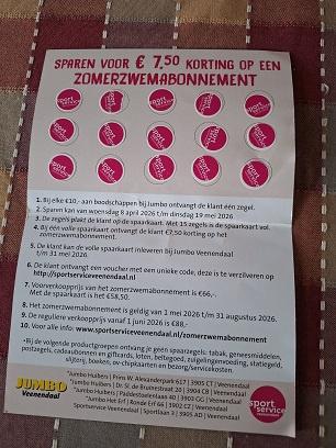 KORTING 7,50 ZWEMABONNEMENT Veenendaal, actie Jumbo tot 31-5, Drie personen of meer, Kortingsbon, Overige typen