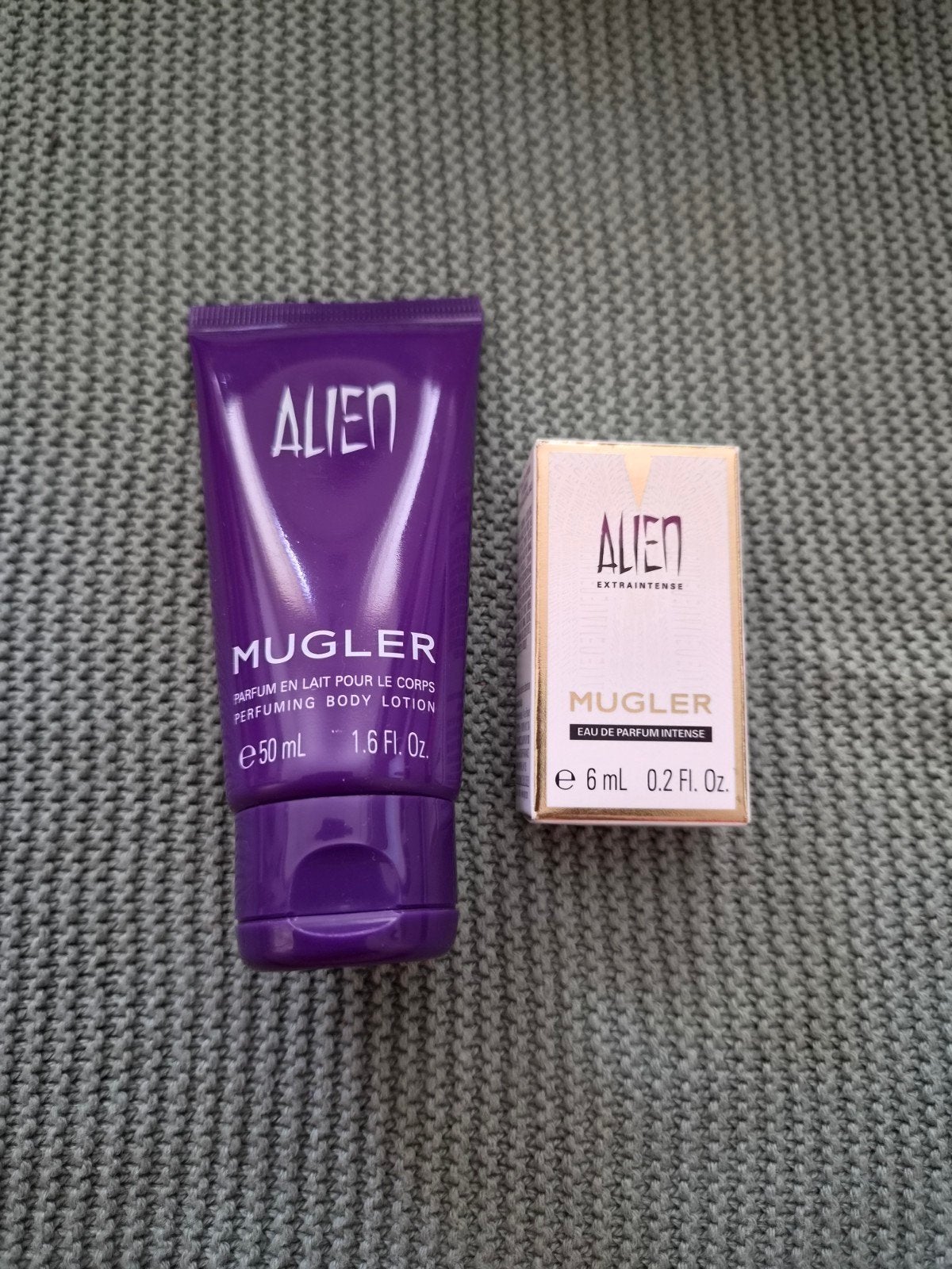 Mugler alien bodylotion 50 ml en alien extraintense eau de, Ophalen of Verzenden, Nieuw