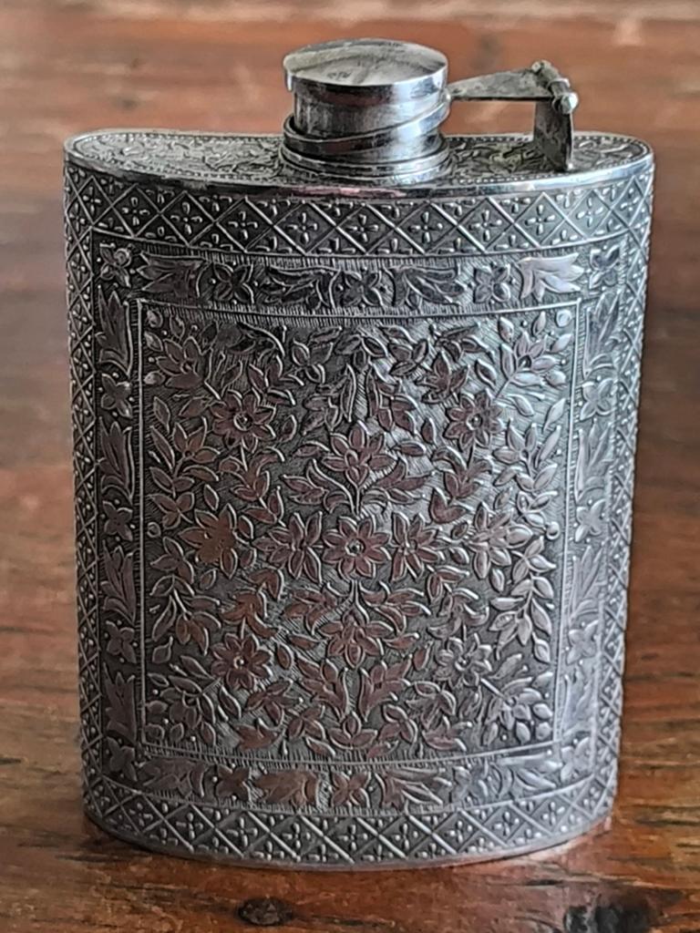Antiek zilver heupfles drinkflacon, Ophalen of Verzenden, Zilver