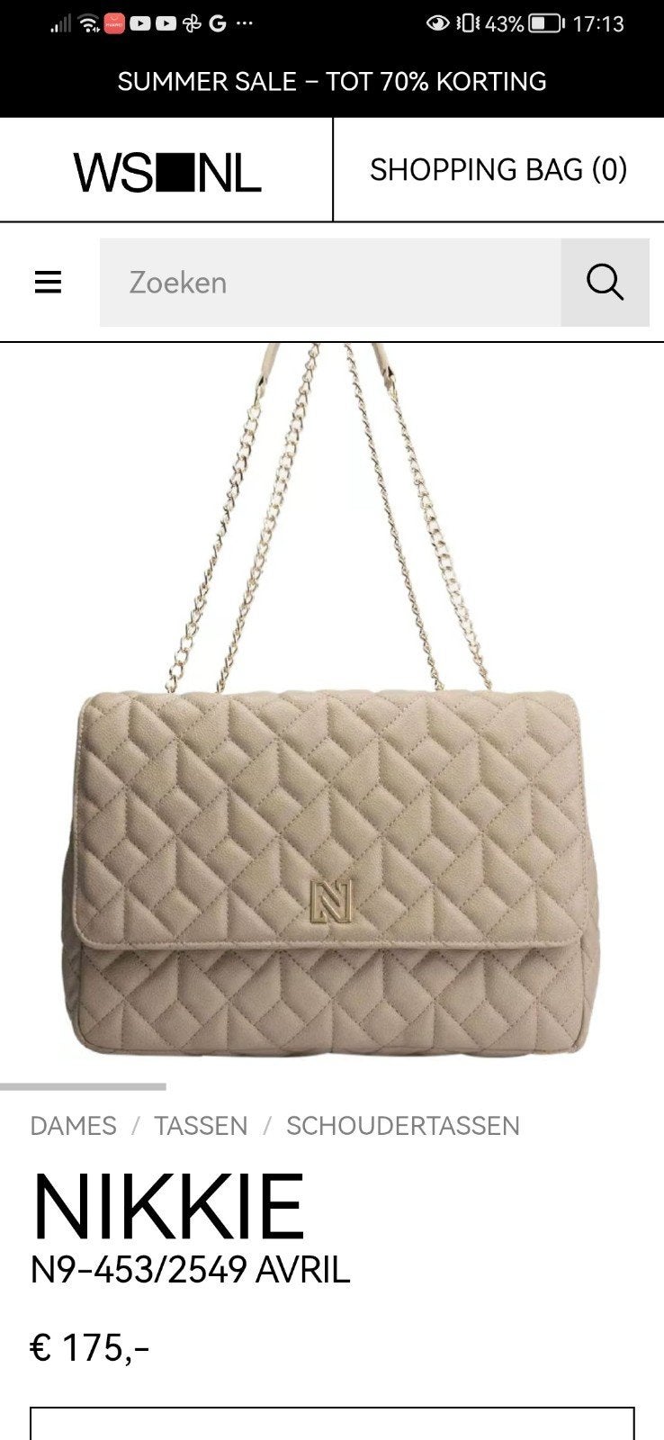 NIKKIE dames schoudertas kleur beige zo goed als nieuw, Sieraden, Tassen en Uiterlijk, Tassen | Damestassen, Ophalen of Verzenden